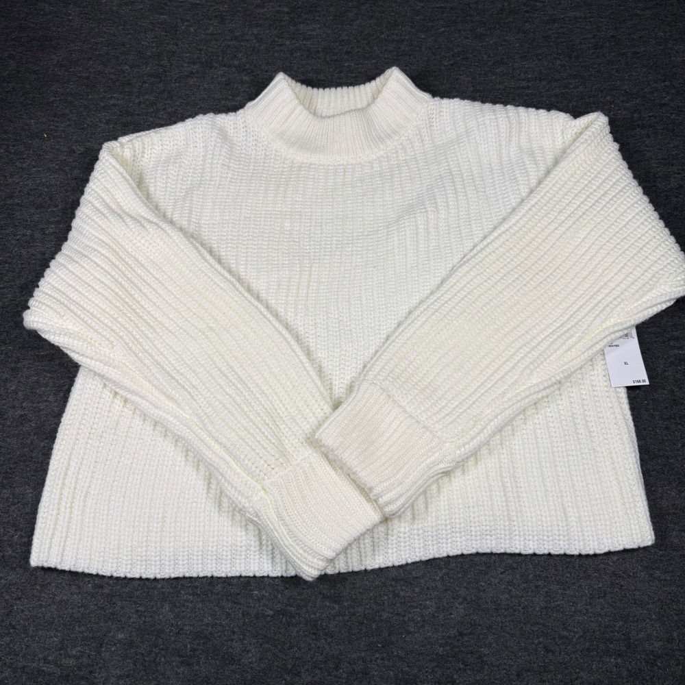 Good American Ivory Ribbed Mock Neck Sweater GSK0358 XL New
